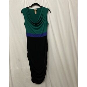 Miss Tina by Tina Knowles Green, Purple &‎ Black Sleeveless Ruche Dress - SZ S
